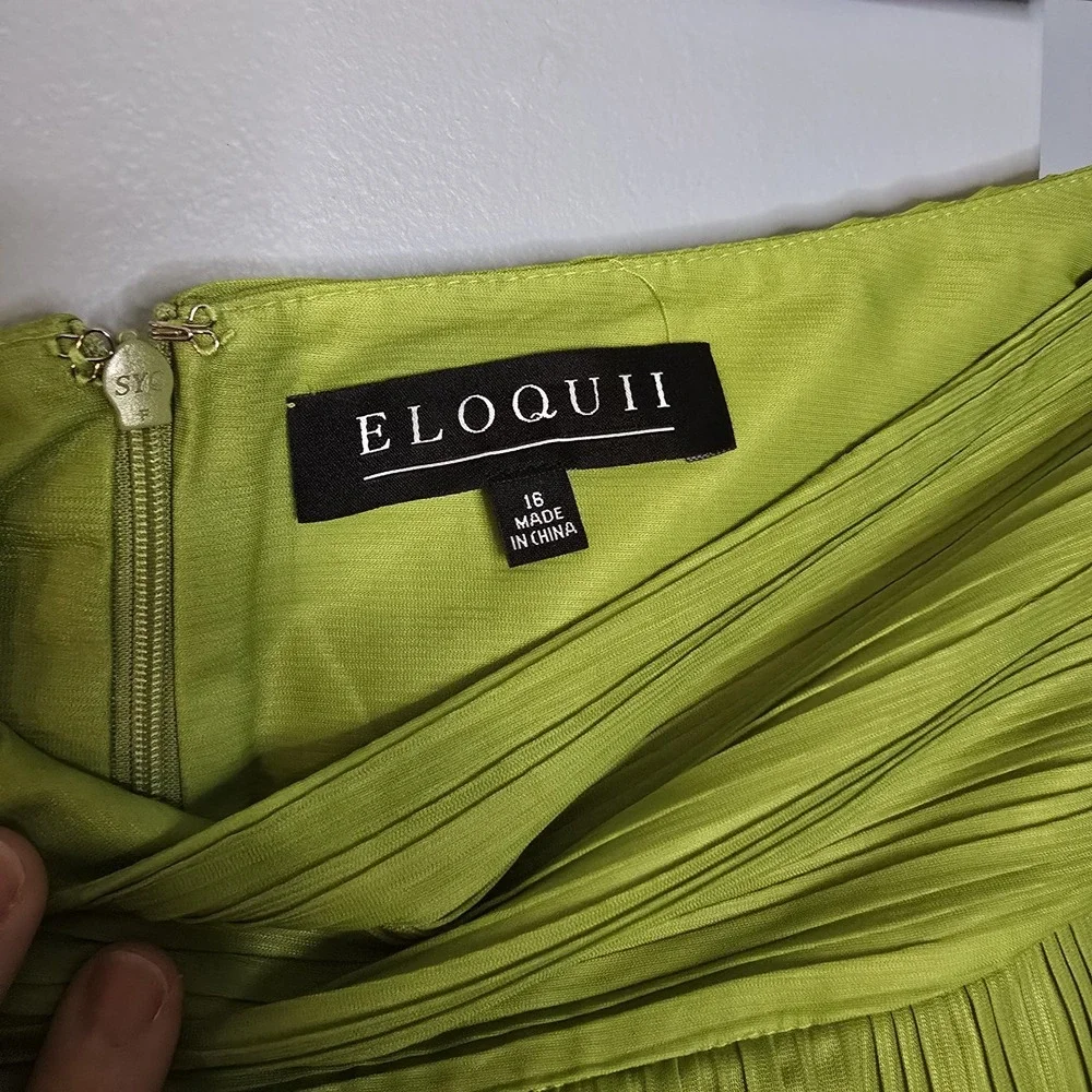 New Rare ELOQUII Women Skirt 16 High Waisted Knit Pleated Midi Skirt green - Picture 4 of 7